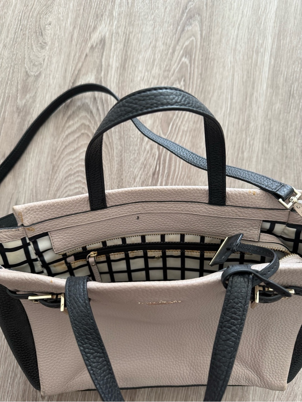 kate spade Two-Tone Pebbled Leather Shoulder Bag - Black & Cream - Picture 8 of 11